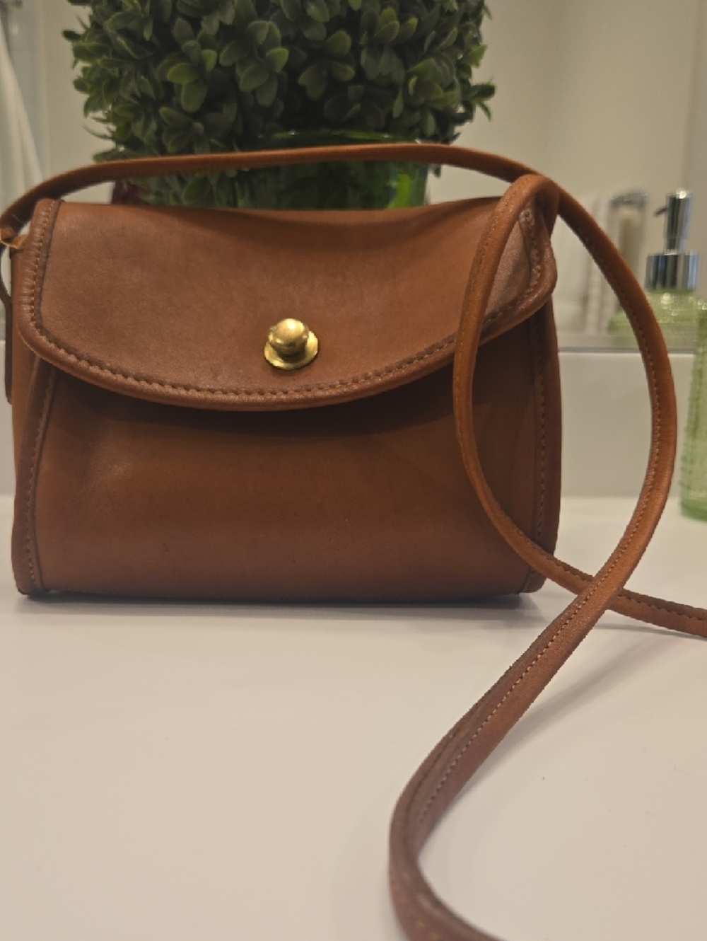 Coach Brown Leather Crossbody with Gold Snap - Picture 7 of 10